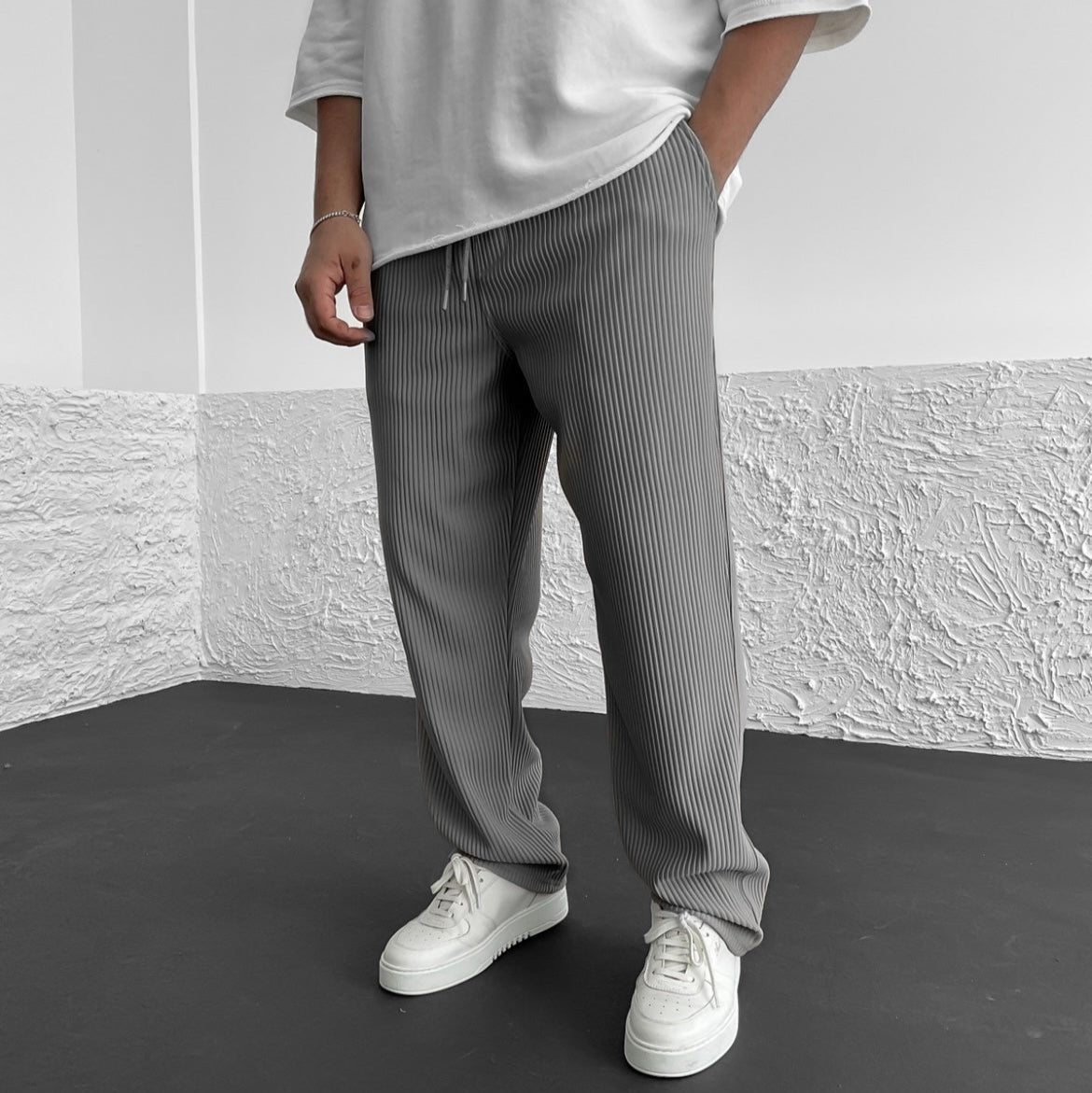 Heren gebreide broek – Lichtgewicht gebreid – Ademend comfort – Rechte pijpen