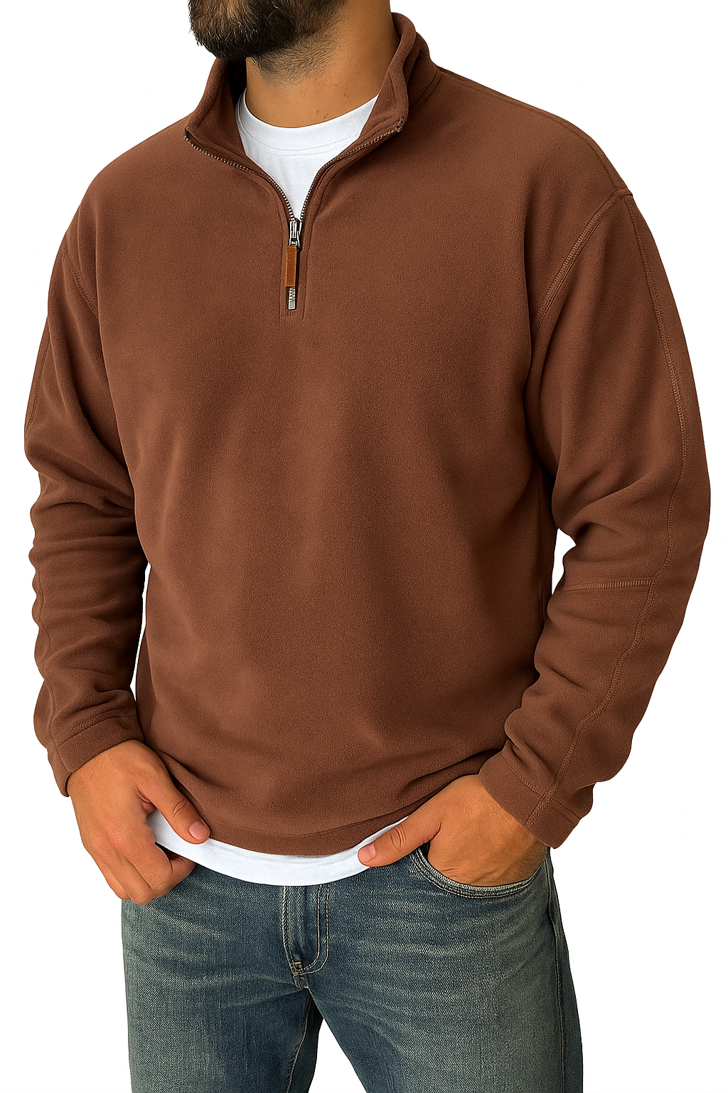 Heren retro sweatshirt met halve ritssluiting - Comfortabele pasvorm - Ademende stof - Moderne stijl