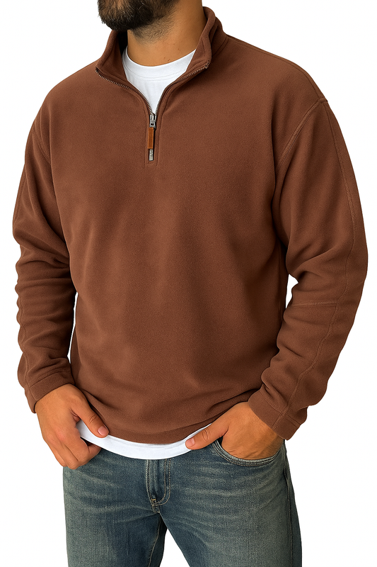 Heren retro sweatshirt met halve ritssluiting - Comfortabele pasvorm - Ademende stof - Moderne stijl