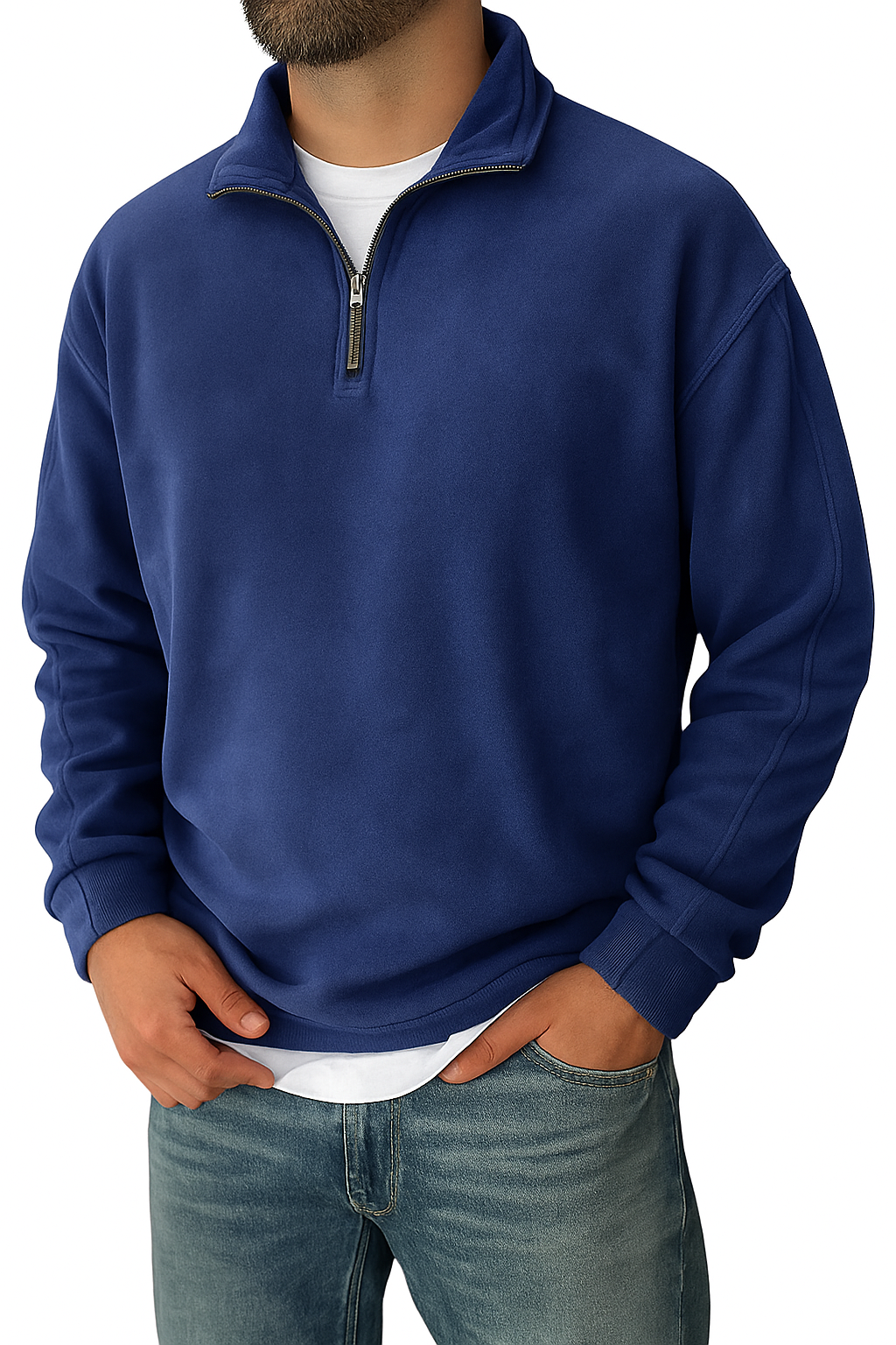 Heren retro sweatshirt met halve ritssluiting - Comfortabele pasvorm - Ademende stof - Moderne stijl