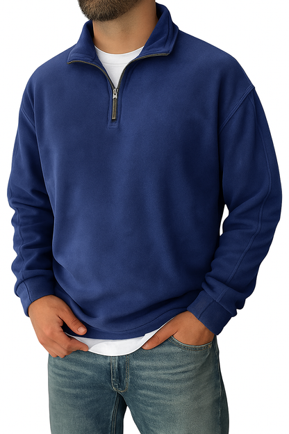 Heren retro sweatshirt met halve ritssluiting - Comfortabele pasvorm - Ademende stof - Moderne stijl
