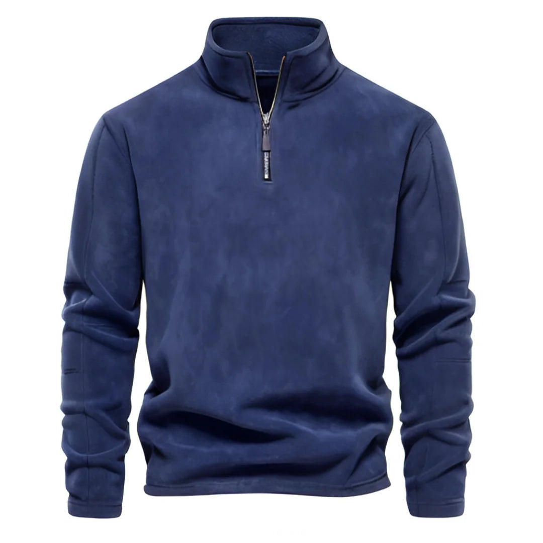 Heren retro sweatshirt met halve ritssluiting - Comfortabele pasvorm - Ademende stof - Moderne stijl