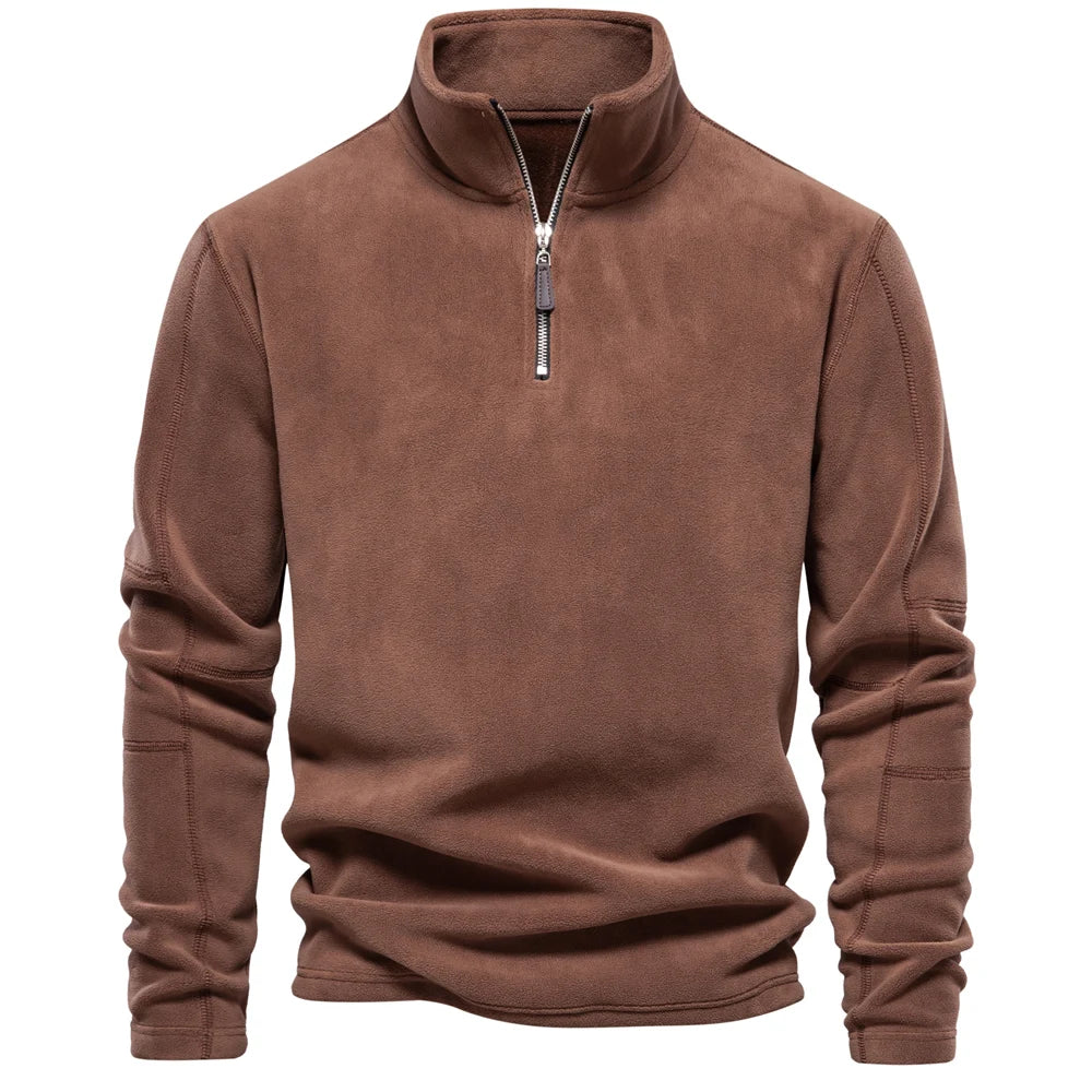 Heren retro sweatshirt met halve ritssluiting - Comfortabele pasvorm - Ademende stof - Moderne stijl