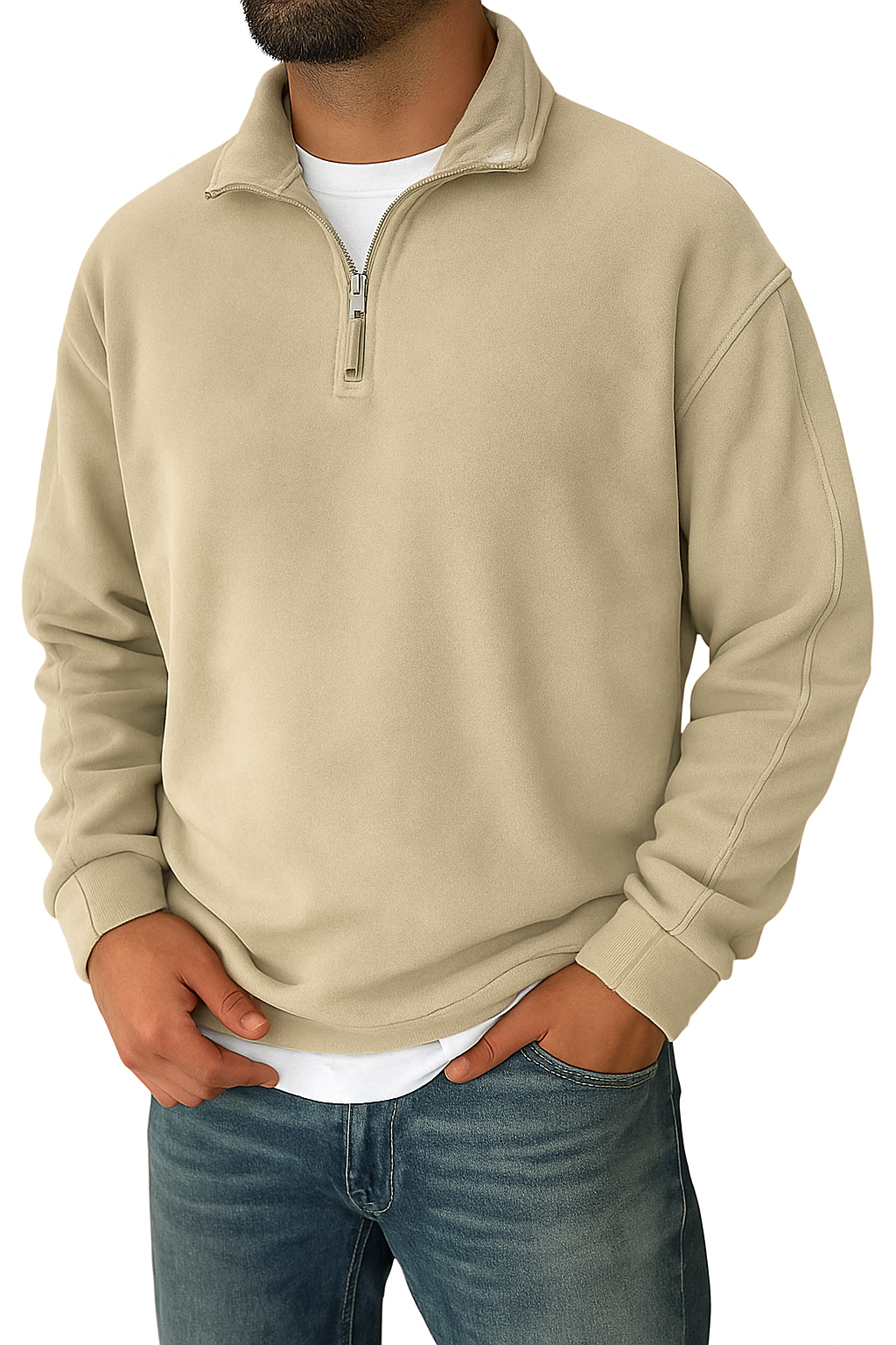 Heren retro sweatshirt met halve ritssluiting - Comfortabele pasvorm - Ademende stof - Moderne stijl