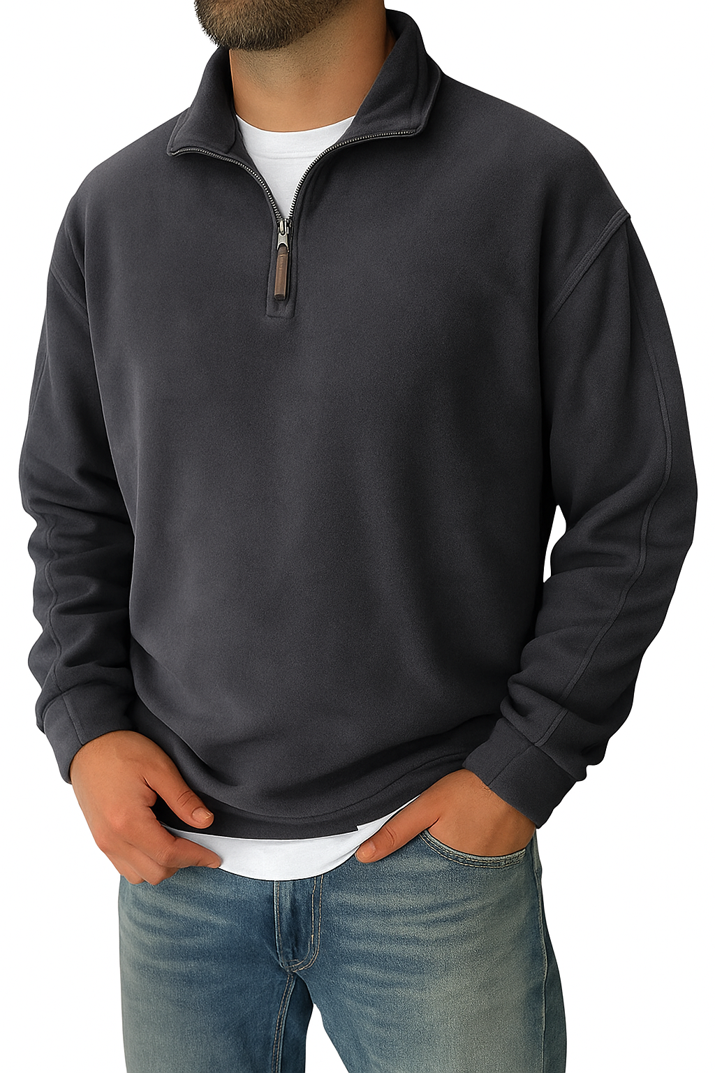 Heren retro sweatshirt met halve ritssluiting - Comfortabele pasvorm - Ademende stof - Moderne stijl