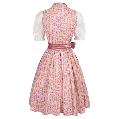 Roze dirndljurk – Oktoberfest | Met geborduurd schort en blouse voor een vrouwelijke, traditionele look