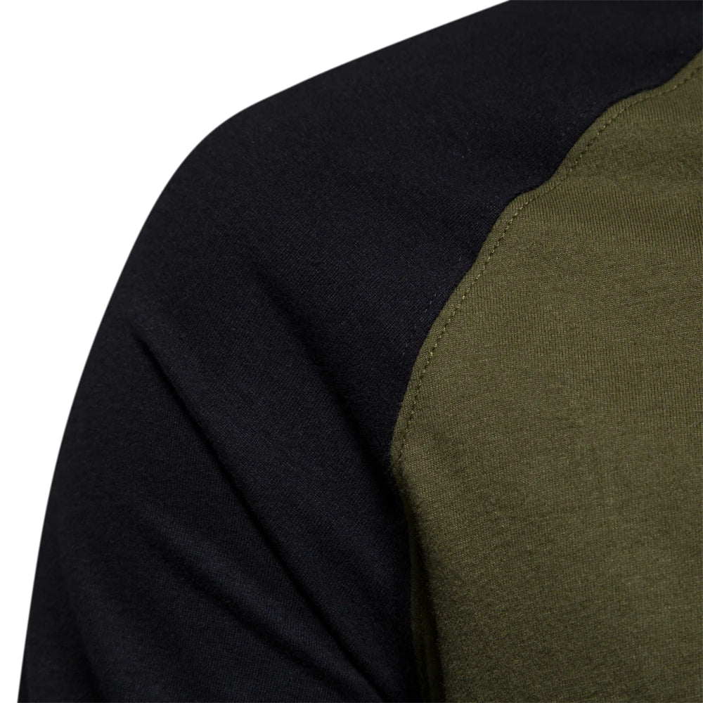 Heren shirt met lange mouwen – Slim fit – Comfortabel katoen – Contrasterende mouwen