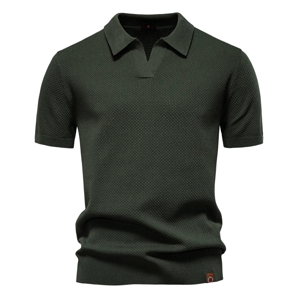 Heren polo met korte mouwen – Premium katoen – Effen kleur – Moderne stijl