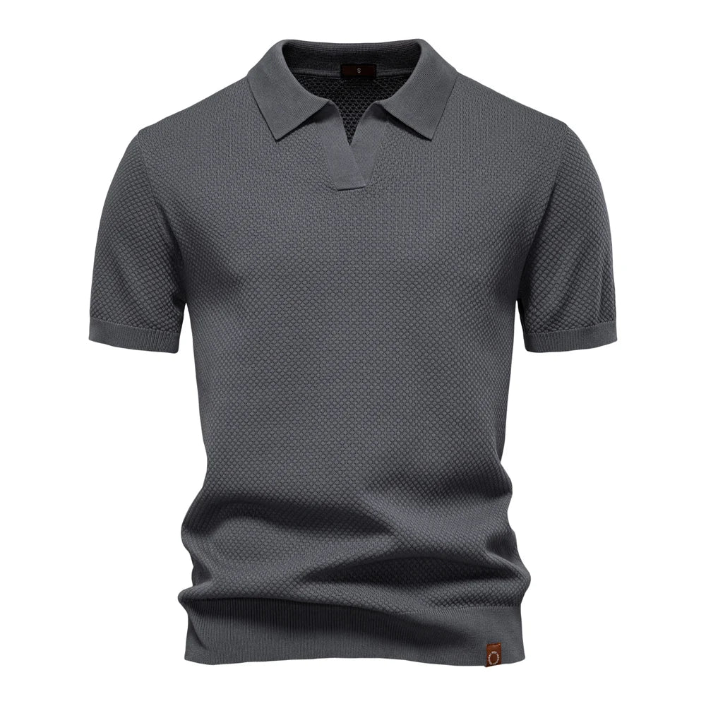 Heren polo met korte mouwen – Premium katoen – Effen kleur – Moderne stijl