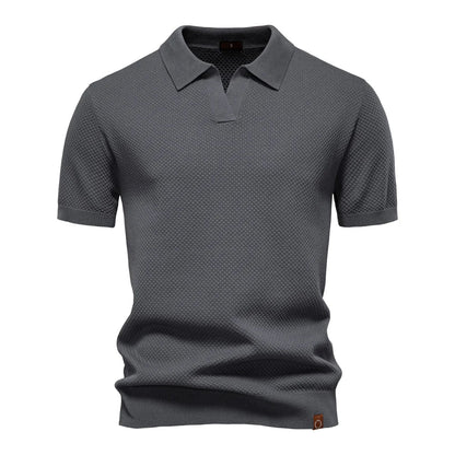 Heren polo met korte mouwen – Premium katoen – Effen kleur – Moderne stijl