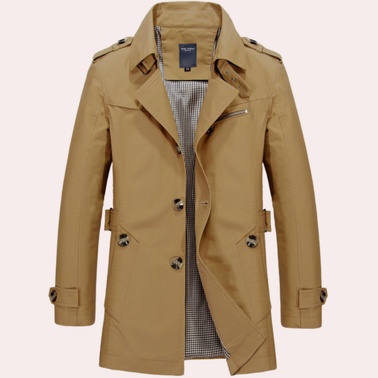 Elegante trenchcoat voor heren – weerbestendig – tijdloos ontwerp – met riem