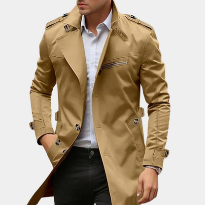 Elegante trenchcoat voor heren – weerbestendig – tijdloos ontwerp – met riem