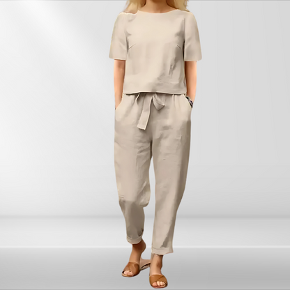 Stijlvolle Dames Loungeset - Tweedelig Design - Ademend Materiaal - Elastische Taille