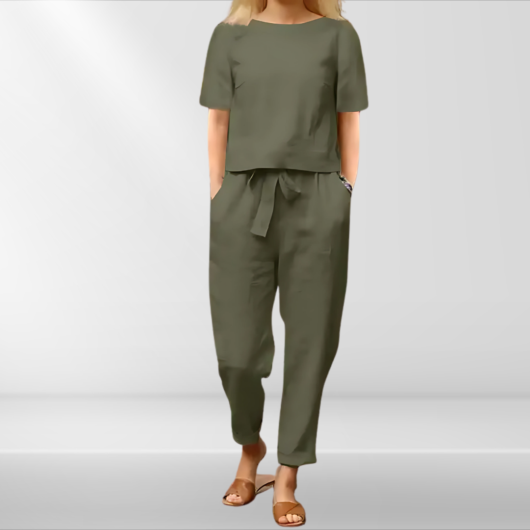 Stijlvolle Dames Loungeset - Tweedelig Design - Ademend Materiaal - Elastische Taille