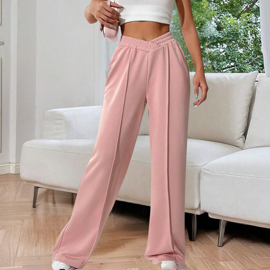 Dames joggingbroek - Plooien en wijde pijpen - Hoge taille - Comfortabele pasvorm