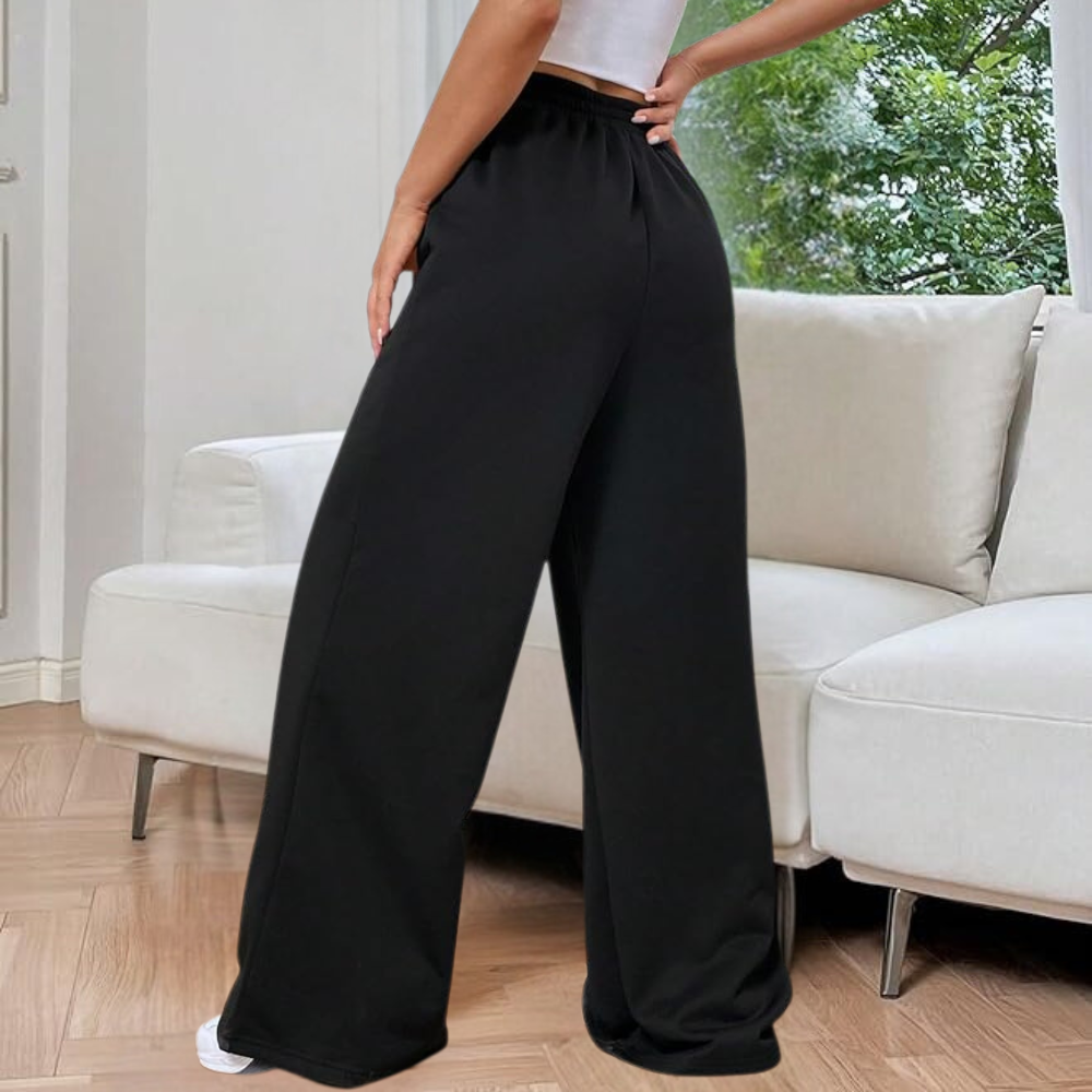 Dames joggingbroek - Plooien en wijde pijpen - Hoge taille - Comfortabele pasvorm