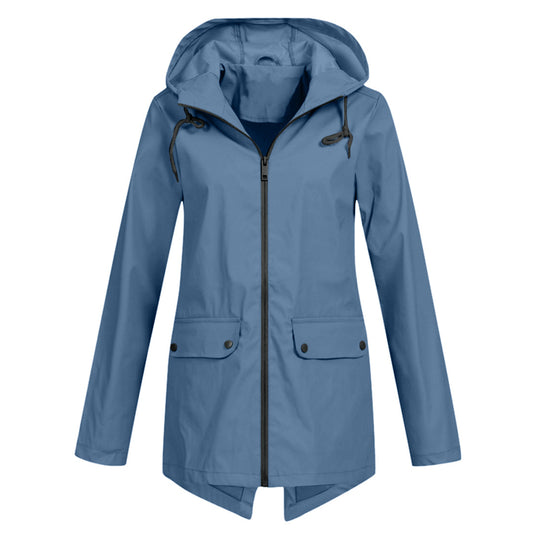 Lange regenjas voor dames – Waterdicht – Verstelbare capuchon – Comfortabele pasvorm