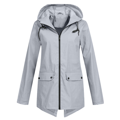 Lange regenjas voor dames – Waterdicht – Verstelbare capuchon – Comfortabele pasvorm