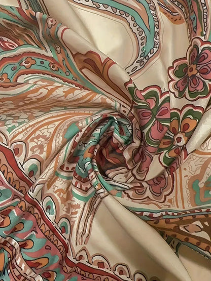 Damesbroek met wijde pijpen – Paisleyprint – Hoge taille – Lichtgewicht stof
