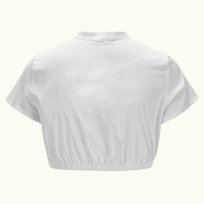 Witte dirndlblouse met korte mouwen – Oktoberfest | Klassieke traditionele top voor dames
