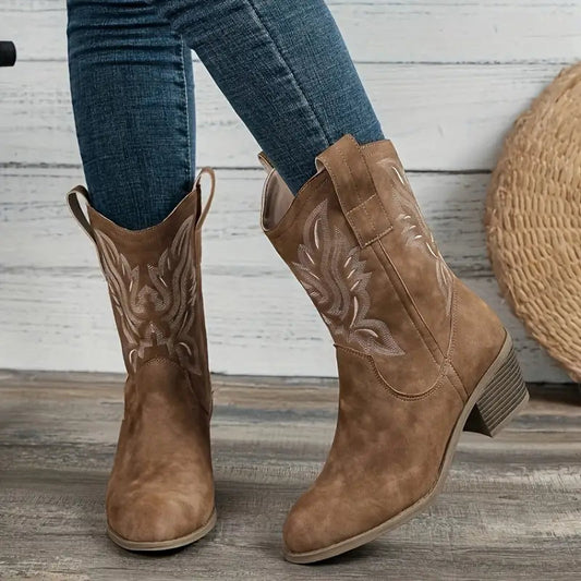 Cowboylaarzen voor dames – Premium leer – Klassiek westernmodel – Blokhak