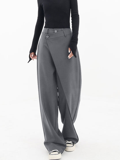 Dames Broek - Asymmetrische Snit - Dubbele Knoopsluiting