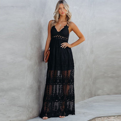 Boho Lange Jurk Dames met Kant-3
