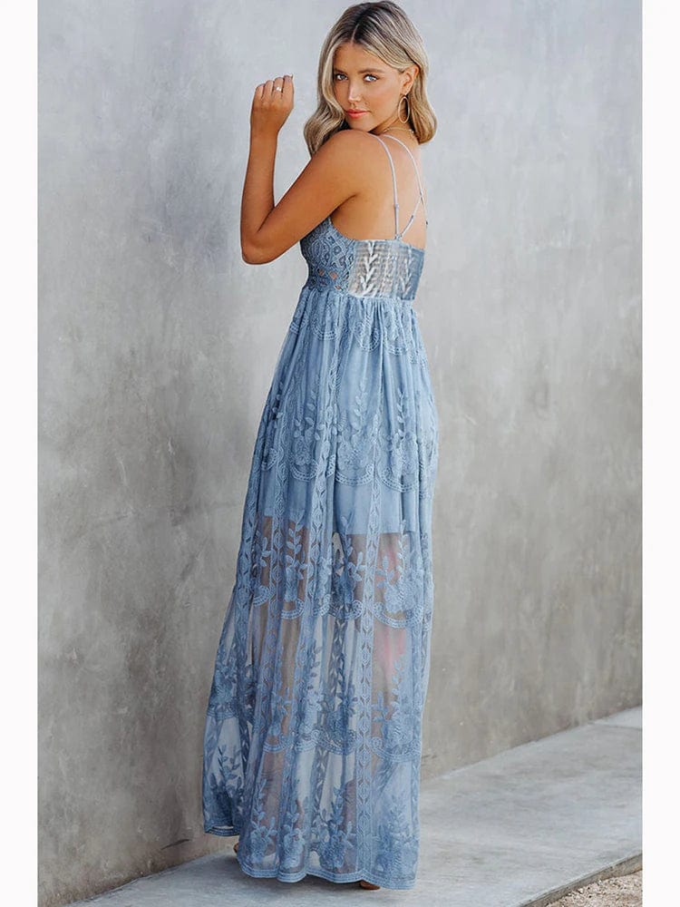 Boho Lange Jurk Dames met Kant-6