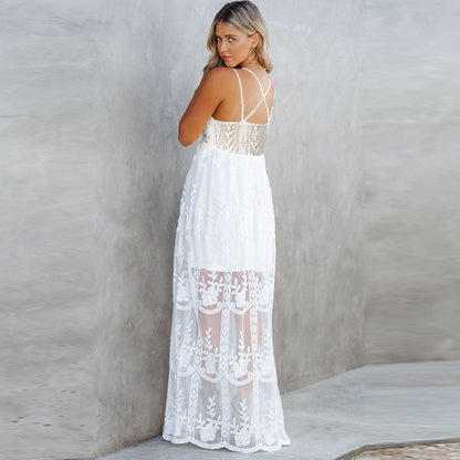 Boho Lange Jurk Dames met Kant-2