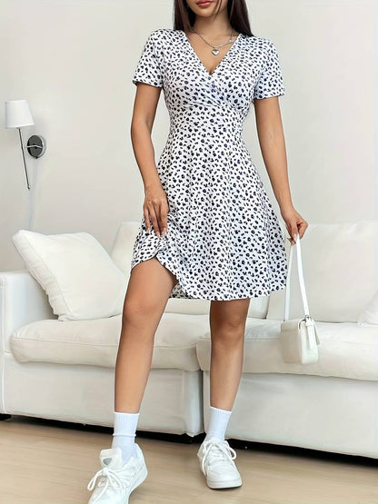 Mini-jurk voor dames – Bedrukt ontwerp – Ademende stof – Veelzijdige stijl