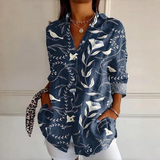 Dames Blouse - Losvallend Model - Bladerenprint