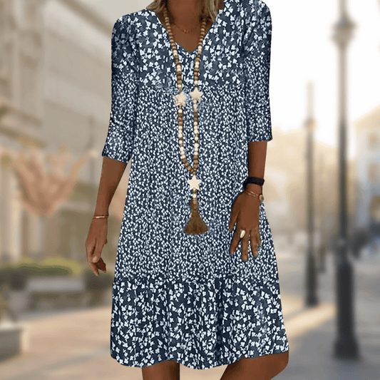 Dames Jurk - Bloemenprint - Boho Stijl - Midi Lengte