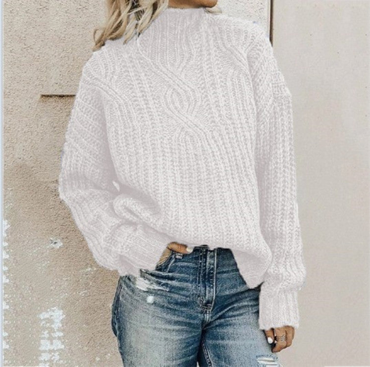 Dames Coltrui Kabelgebreide Trui | Oversized Lange Mouwen Pullover