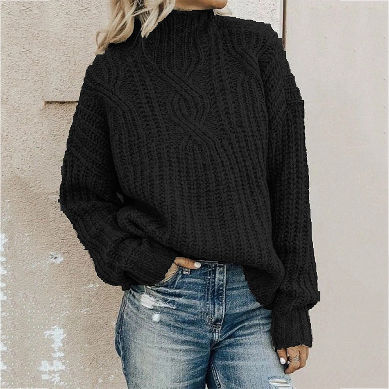 Dames Coltrui Kabelgebreide Trui | Oversized Lange Mouwen Pullover