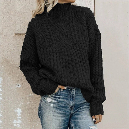 Dames Coltrui Kabelgebreide Trui | Oversized Lange Mouwen Pullover
