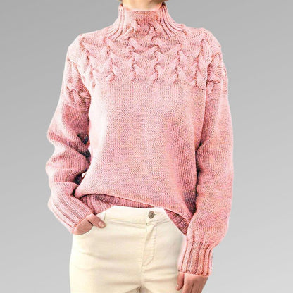 Dames Hooggesloten Kabelgebreide Trui | Klassieke Lange Mouwen Pullover