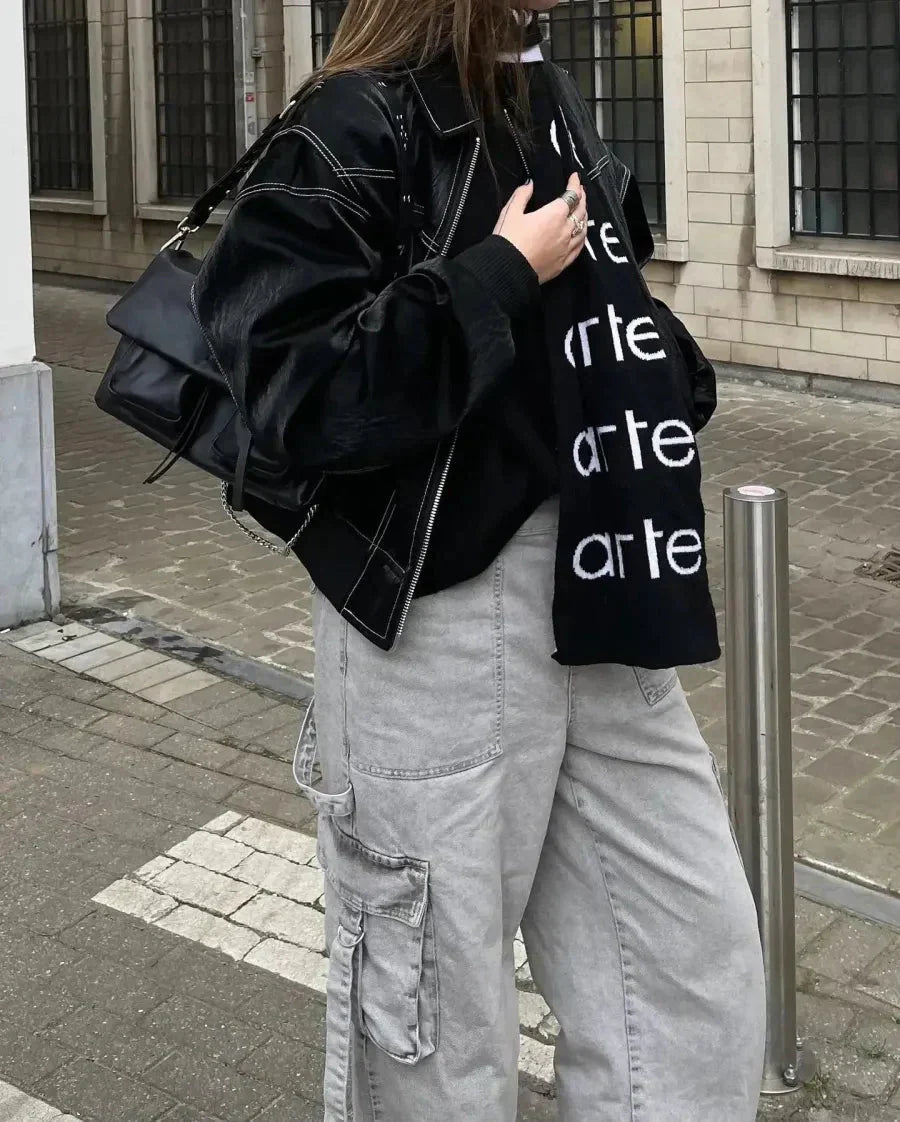 Dames Imitatie Leren Bomberjack | Oversized Pasvorm, Ritssluiting, Lichtgewicht, Casual Stijl