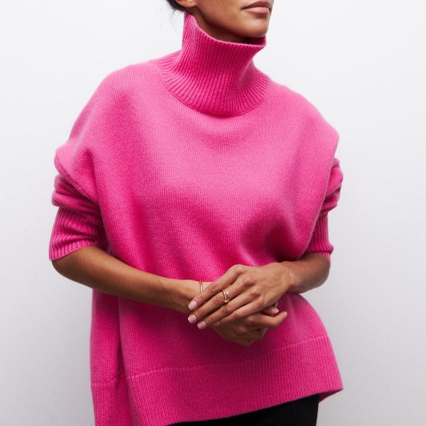 Dames Oversized Coltrui | Casual Lange Mouwen Gebreide Pullover