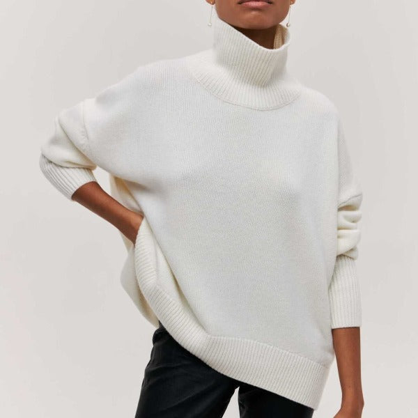 Dames Oversized Coltrui | Casual Lange Mouwen Gebreide Pullover
