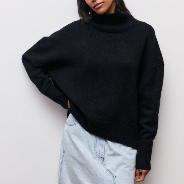 Dames Oversized Coltrui | Casual Lange Mouwen Gebreide Pullover
