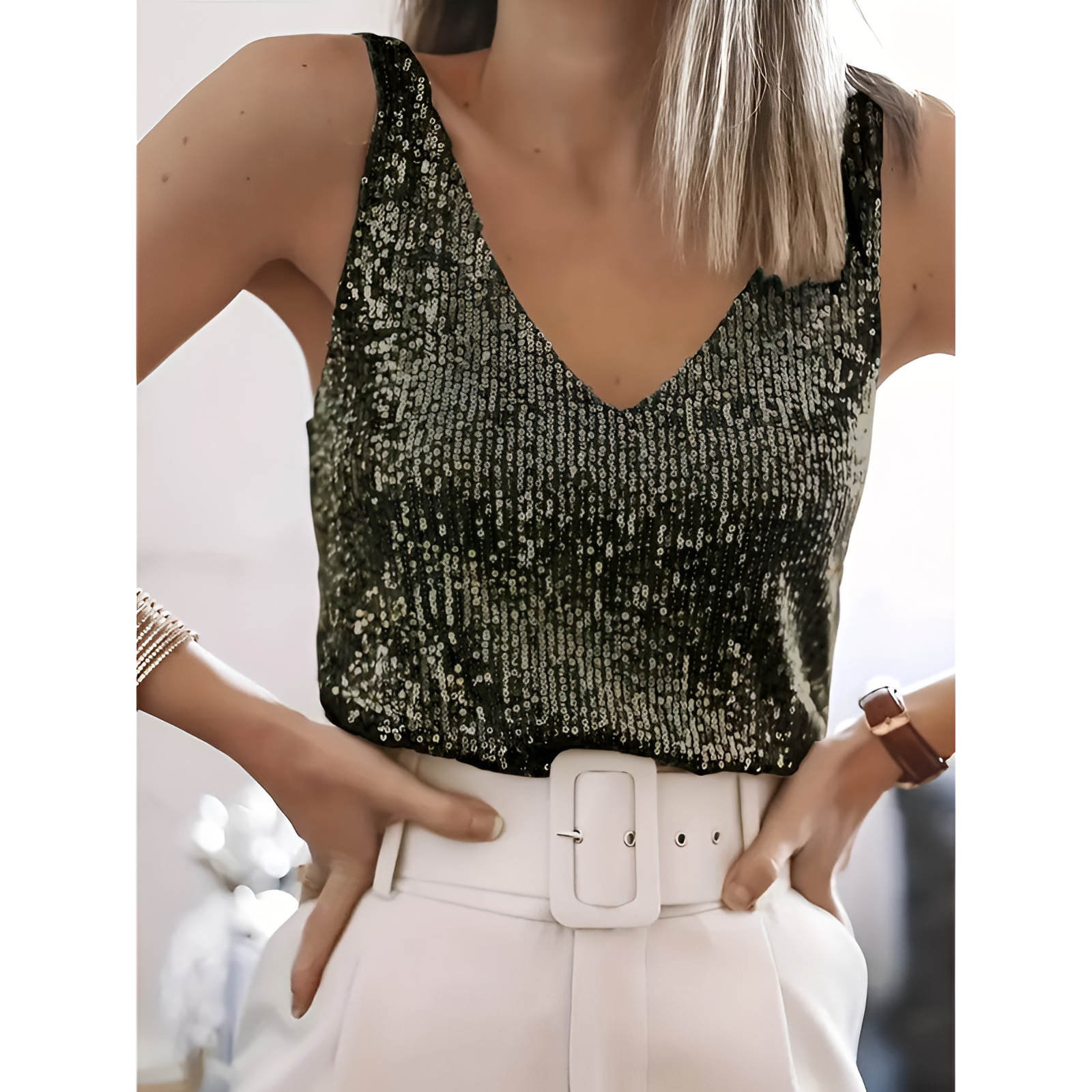 Damestop - Glamlook - Comfortabele pasvorm - Glinsterende stijl