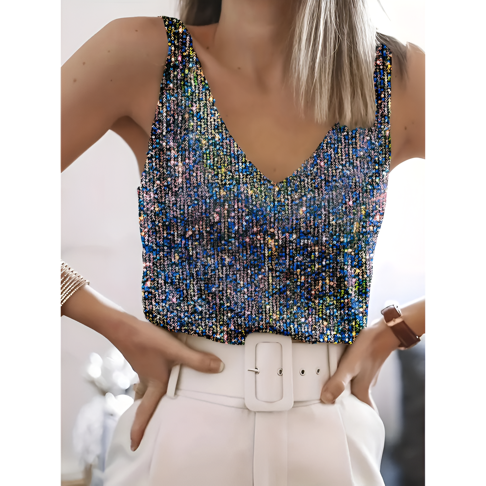 Damestop - Glamlook - Comfortabele pasvorm - Glinsterende stijl