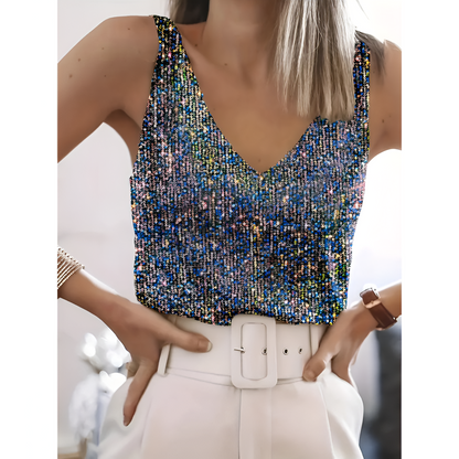 Damestop - Glamlook - Comfortabele pasvorm - Glinsterende stijl