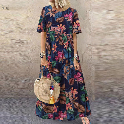 Dames zomerjurk – luchtig materiaal – maxi lengte – kleurrijk ontwerp