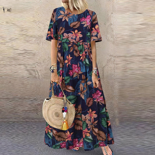 Dames zomerjurk – luchtig materiaal – maxi lengte – kleurrijk ontwerp
