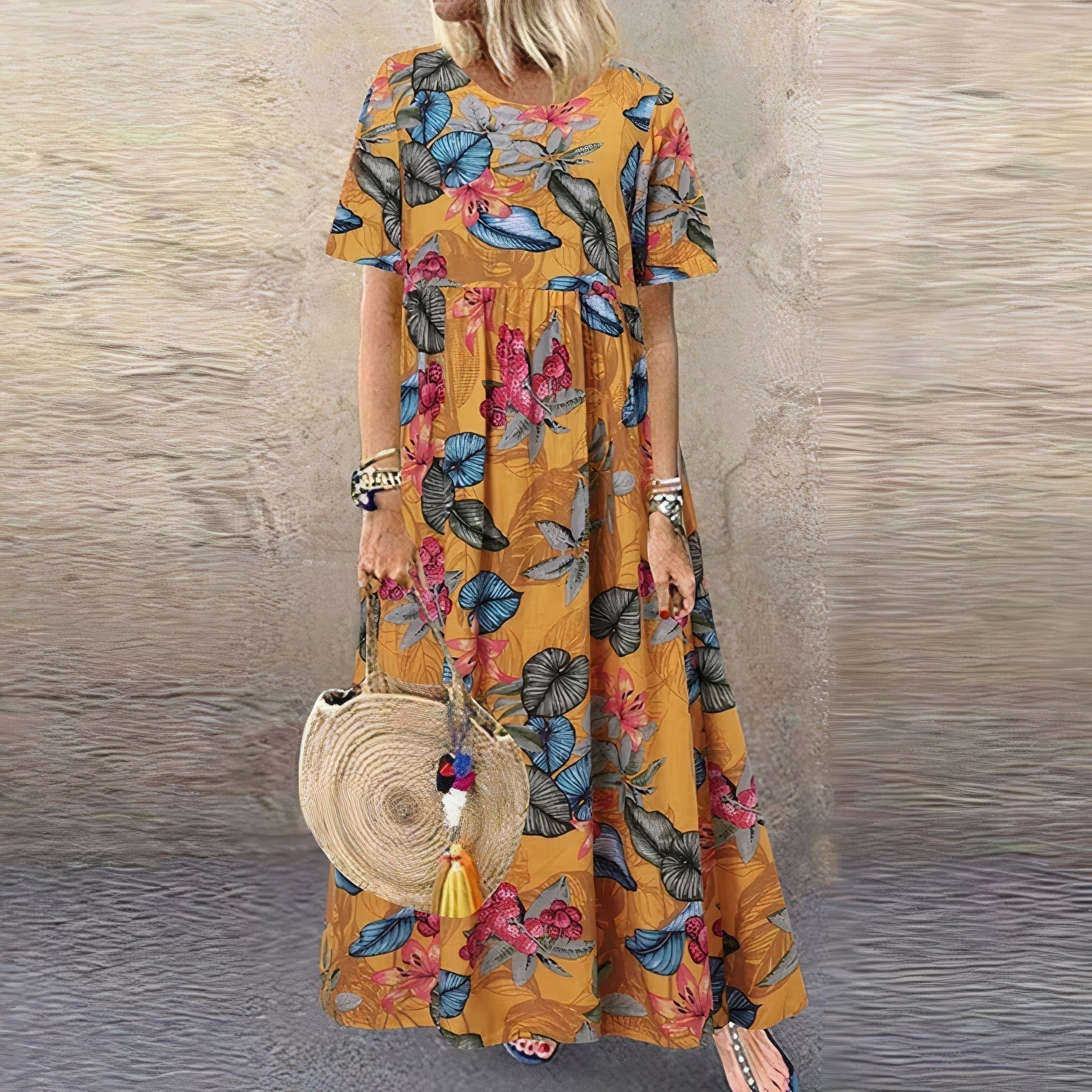 Dames zomerjurk – luchtig materiaal – maxi lengte – kleurrijk ontwerp
