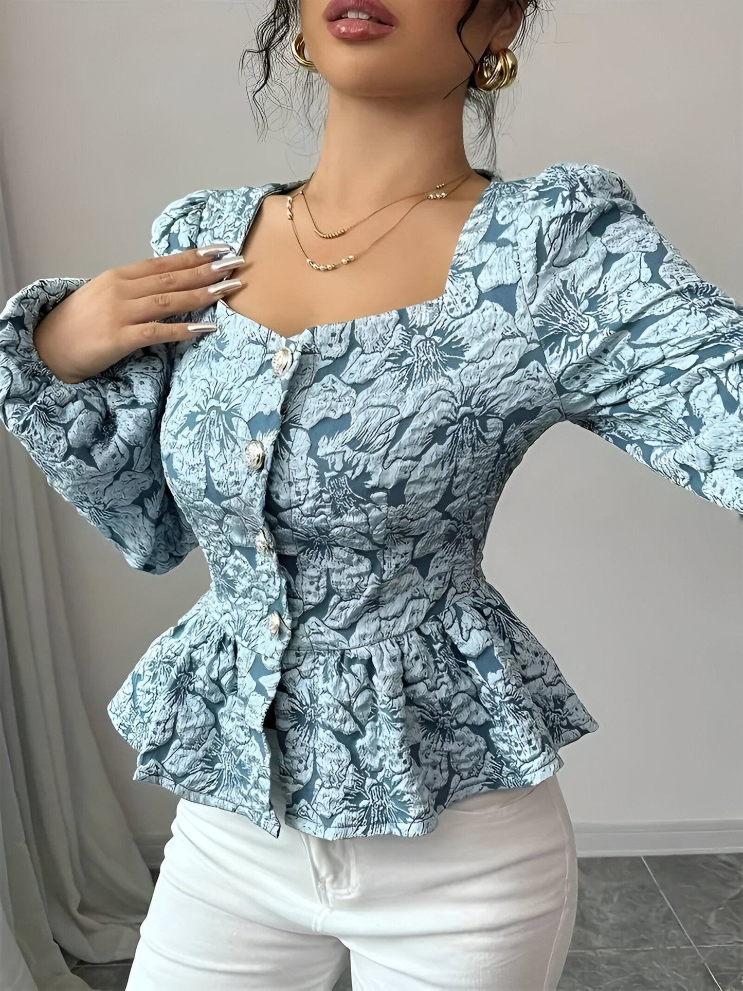 Elegante Bloementop Met Ruches-5