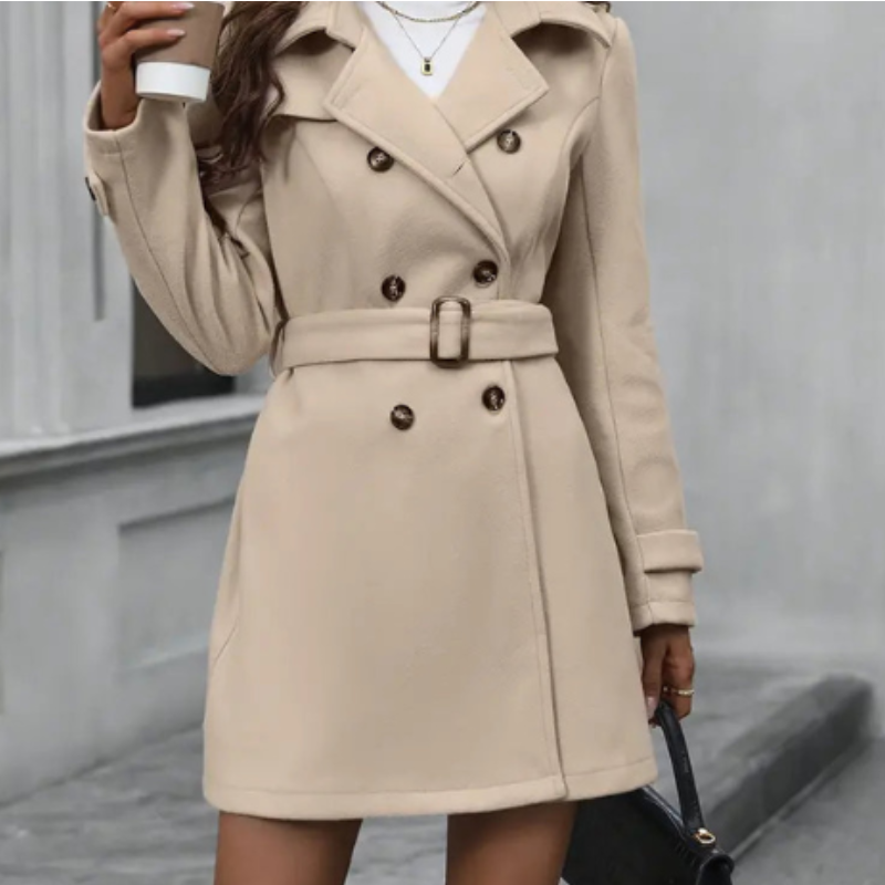 Elegante Dubbelknoop Trenchcoat voor Dames - Stijlvol en Veelzijdig