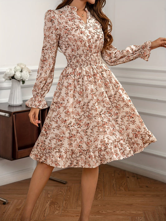 Elegante Lange Damesjurk Met Bloemen-1
