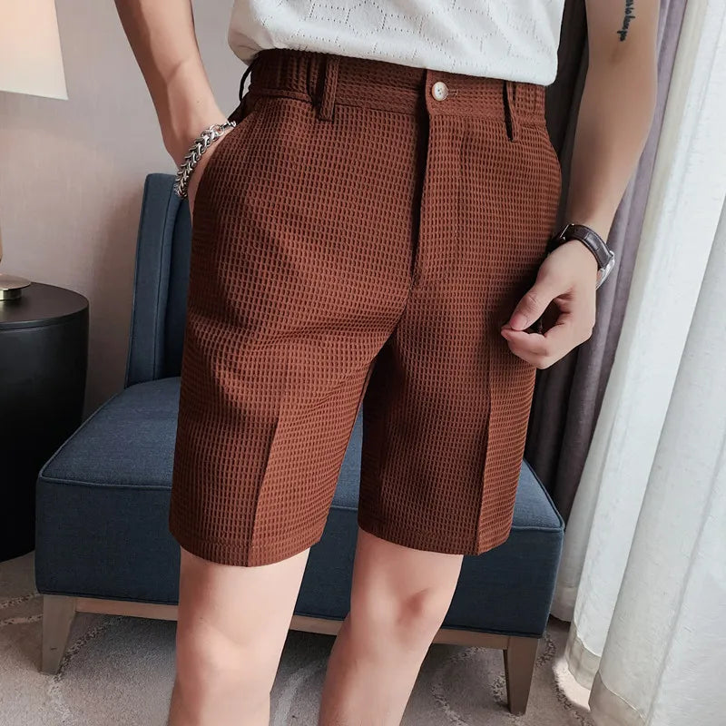 Heren zomerse korte broek – Ademend materiaal – Slanke pasvorm – Kniehoogte
